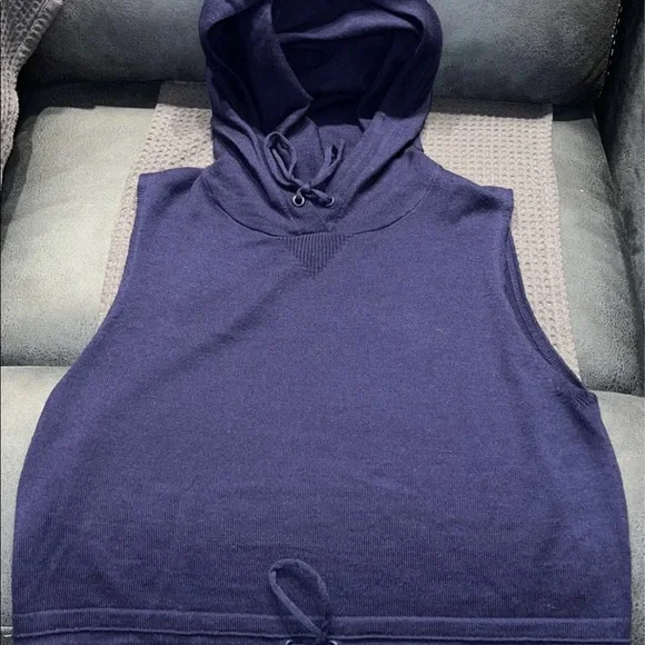 PLEASE DO NOT PURCHASE Gymshark Isla Knit Sleeveless Hoodie Navy Small Merino - Picture 5 of 7
